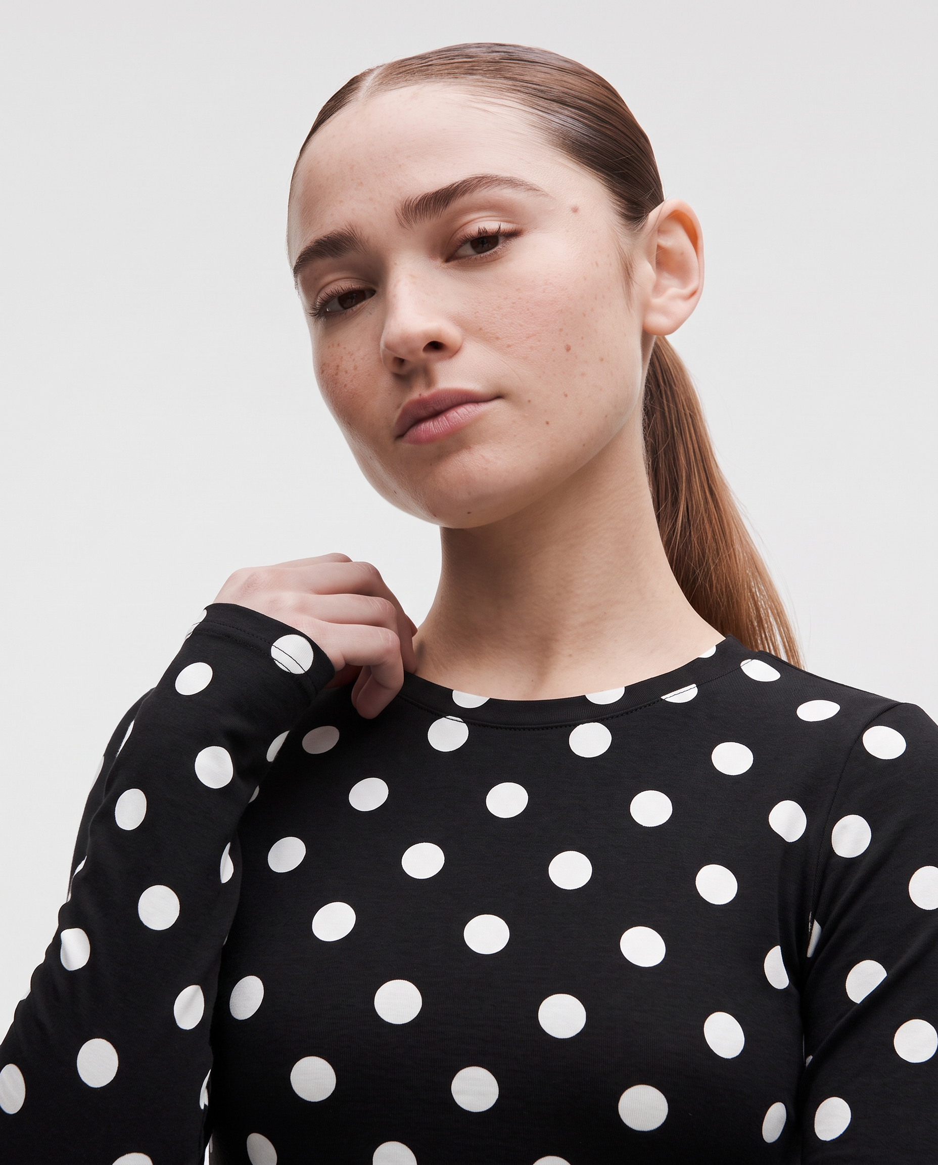 Black Polkadot Full-Sleeve Supersoft Underscrub